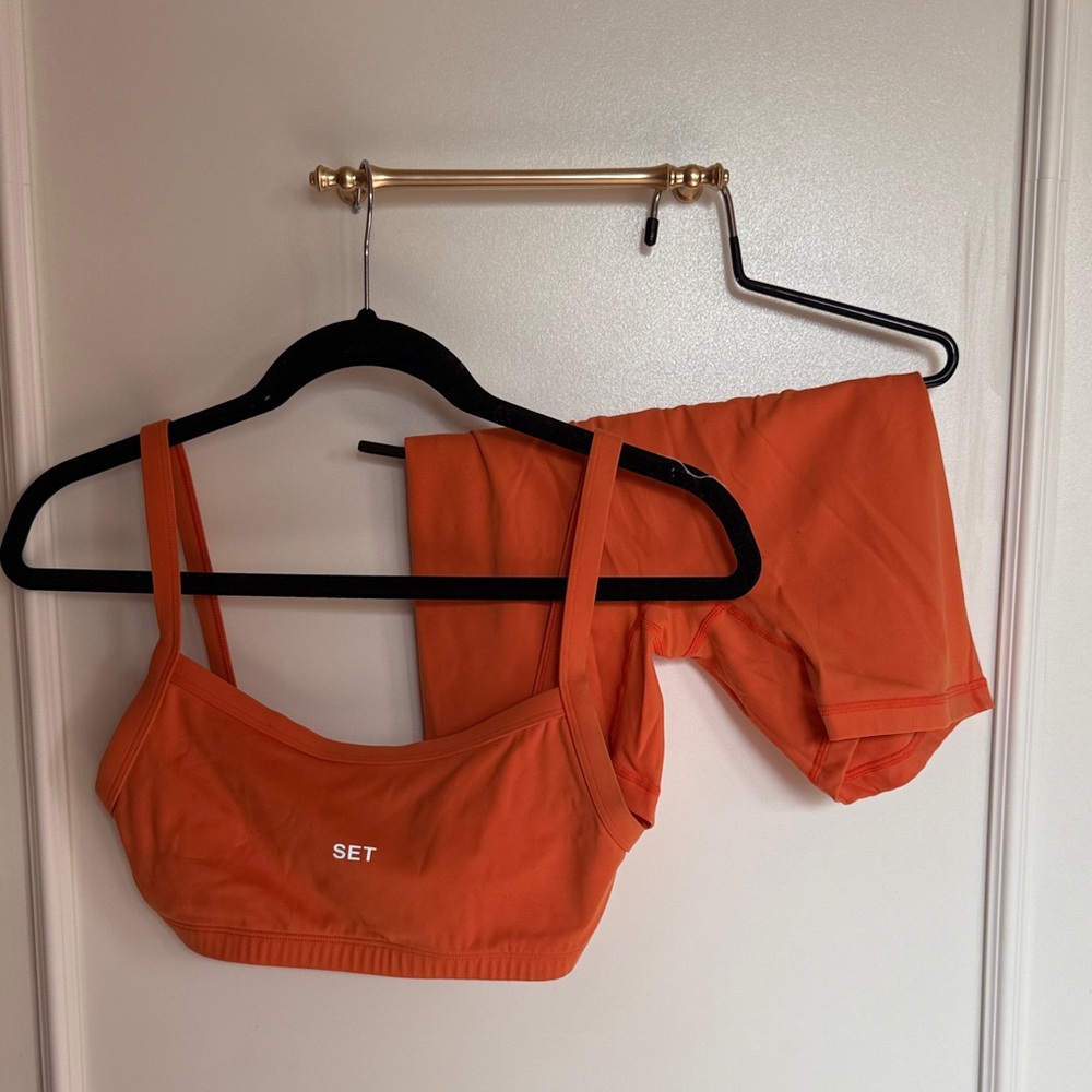 SET Active Orange Sports Bra and Shorts Set